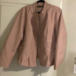 Faux leather pink jacket plus size